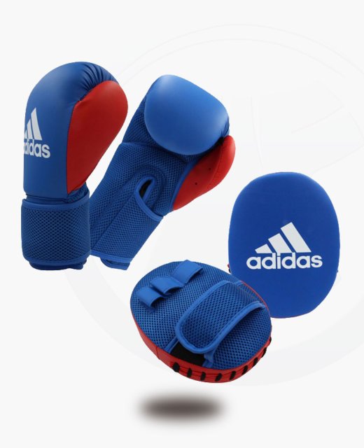 adidas Kids Boxing Kit 2 blau/rot onesize mit Handpratzen 