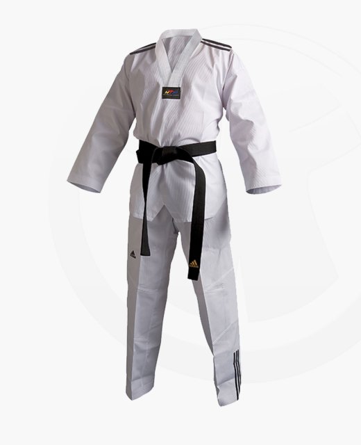 adidas Taekwondo Anzug Club 3 Streifen 130 weißes Revers adiTCB02 130cm