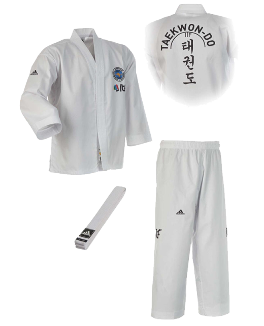 adidas ITF TAEKWONDO Anzug Student 130 cm weiß ADITITF01 130