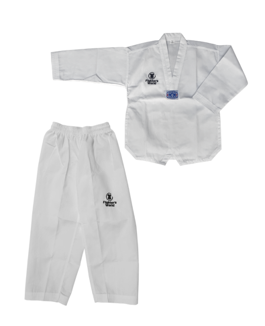 FW Classic Dobok Taekwondo Anzug Gr. 130 cm weißes Revers 130
