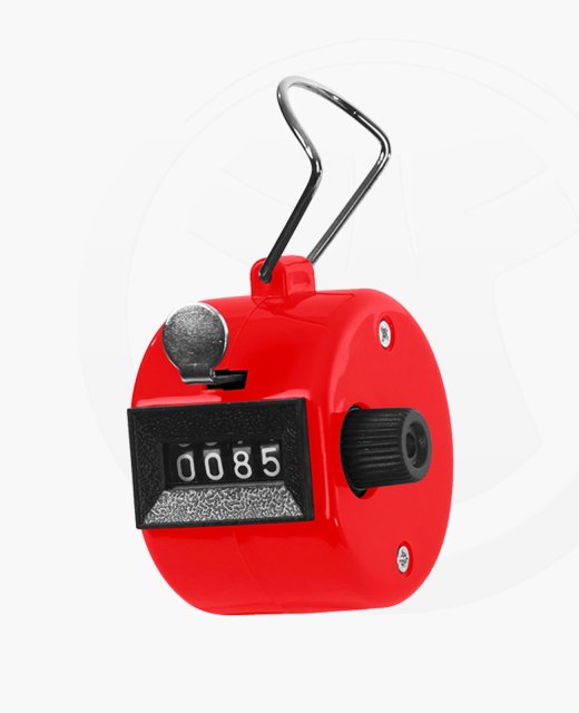 Handzähler Klick aus Kunststoff rot, mechanisch 
