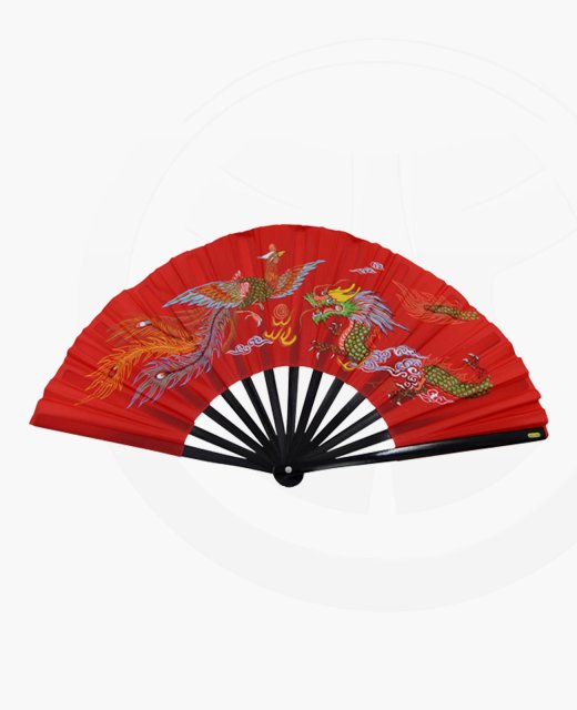 FW Kung Fu Fächer rot Holzstäbe mit Textilbespannung 