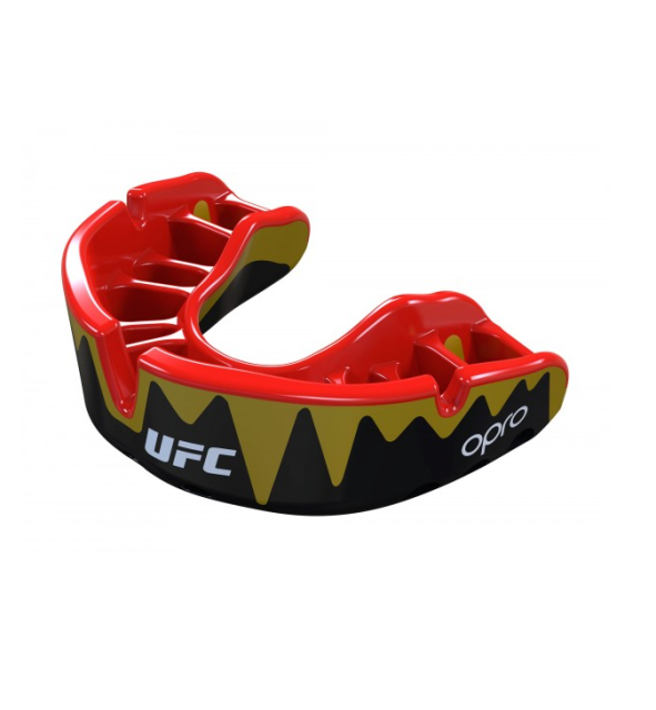 OPRO UFC  Zahnschutz Platinum Senior Dracula Fangzähne black/gold innen rot 