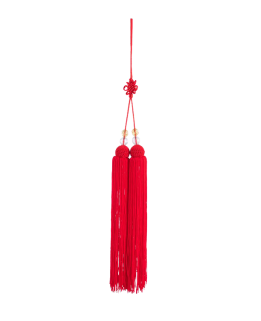 Schwert Quaste TASSEL rot mit transparenten Perlen 