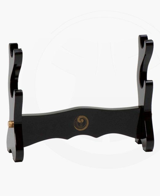 FW Schwertständer -Tischständer Samurai zweifach mit Holzlack schwarz glänzend für 2 Schwerter 