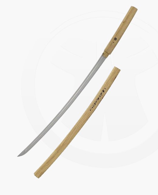 Katana Shirasaya Samuraischwert flacher Holz Griff ohne Stichblatt 