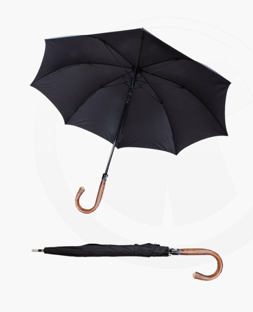 Sicherheitsschirm XXL mit Rundhaken Holzgriff stabiler Regenschirm Self Defense 
