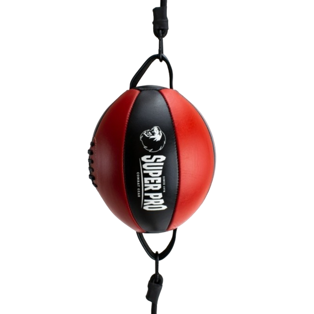 SuperPro Doppelendball Leder PRECISION schwarz/rot kleineres Modell incl. Gummiseil 