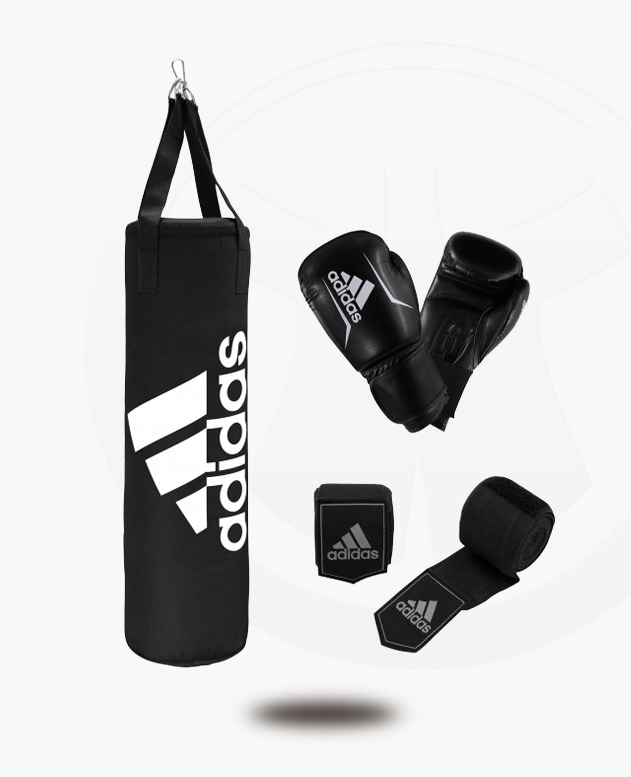 Set | Budo Performance Boxsack Fightshop oz + schwarz 12 Ausrüstung adidas Boxing 18kg & Handschuhe adiBAC11KIT 80x30cm