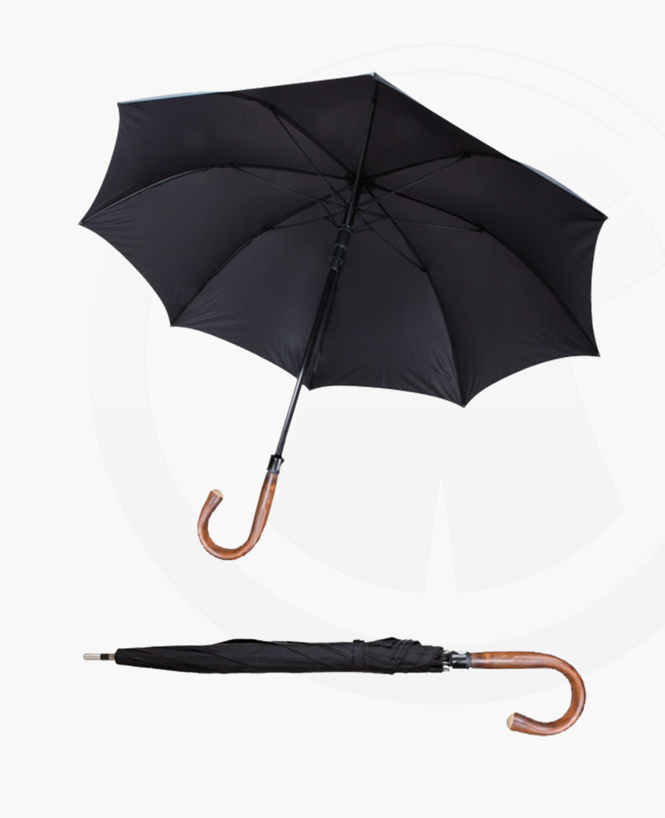 Sicherheitsschirm XXL mit Rundhaken Holzgriff stabiler Regenschirm